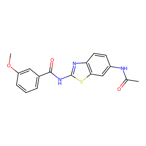 N-[6-(acetylamino)-1,3-benzothiazol-2-yl]-3-methoxybenzamide structure