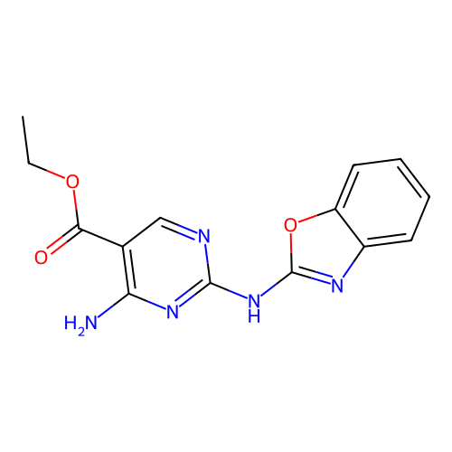 Ethyl 4-amino-2-(1,3-benzoxazol-2-ylamino)pyrimidine-5-carboxylate structure