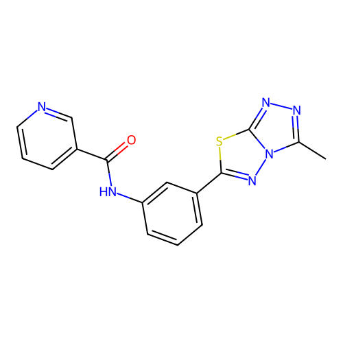 N-[3-(3-methyl[1,2,4]triazolo[3,4-b][1,3,4]thiadiazol-6-yl)phenyl]nicotinamide structure