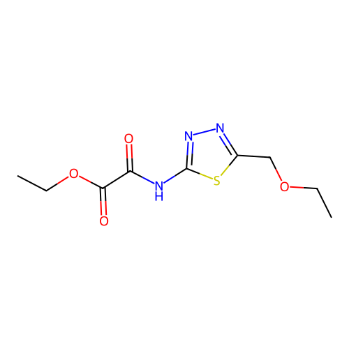 Ethyl {[5-(ethoxymethyl)-1,3,4-thiadiazol-2-yl]amino}(oxo)acetate structure