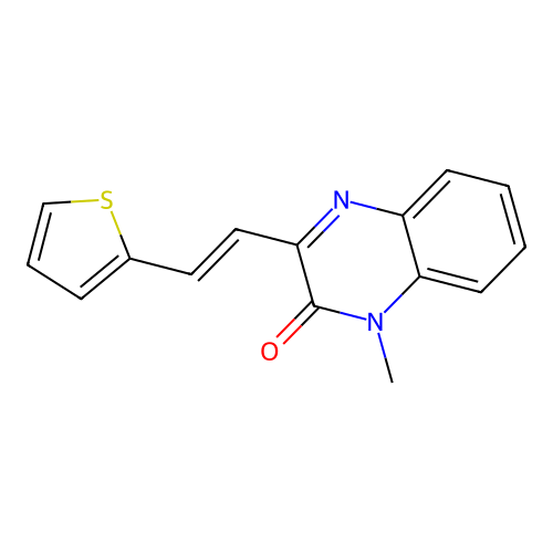 1-methyl-3-[(E)-2-thiophen-2-ylethenyl]quinoxalin-2-one structure