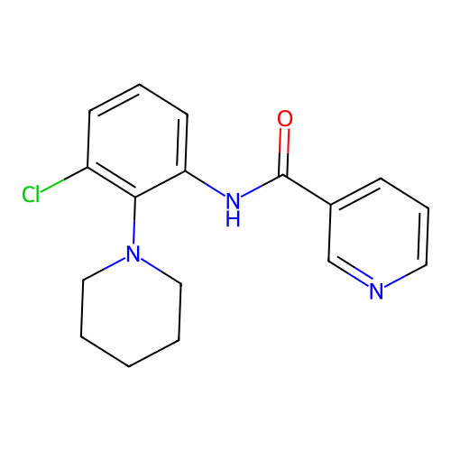 N-[3-chloro-2-(1-piperidinyl)phenyl]nicotinamide structure