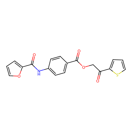 4-[(Furan-2-carbonyl)-amino]-benzoic acid 2-oxo-2-thiophen-2-yl-ethyl ester structure