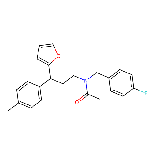 N-[(4-fluorophenyl)methyl]-N-[3-(furan-2-yl)-3-(4-methylphenyl)propyl]acetamide structure