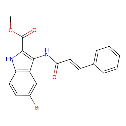 methyl 5-bromo-3-{[(2E)-3-phenylprop-2-enoyl]amino}-1H-indole-2-carboxylate structure