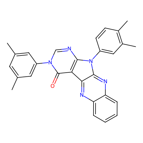 11-(3,4-dimethylphenyl)-3-(3,5-dimethylphenyl)-3,11-dihydro-4H-pyrimido[5',4':4,5]pyrrolo[2,3-b]quinoxalin-4-one structure