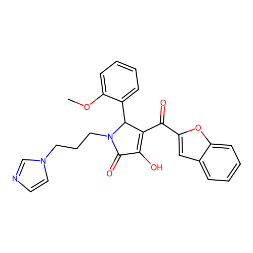 1-(3-(1H-imidazol-1-yl)propyl)-4-(benzofuran-2-carbonyl)-3-hydroxy-5-(2-methoxyphenyl)-1H-pyrrol-2(5H)-one structure