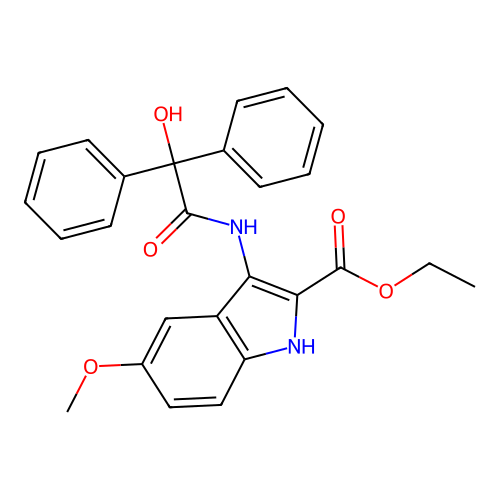 ethyl 3-{[hydroxy(diphenyl)acetyl]amino}-5-methoxy-1H-indole-2-carboxylate structure
