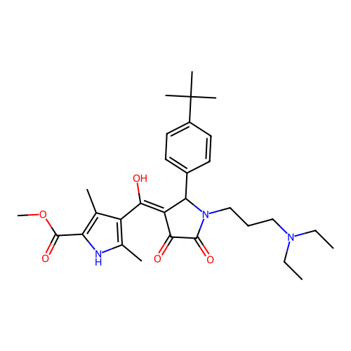 methyl 4-({1-[3-(diethylamino)propyl]-2-[4-(tert-butyl)phenyl]-4-hydroxy-5-oxo (3-pyrrolin-3-yl)}carbonyl)-3,5-dimethylpyrrole-2-carboxylate structure