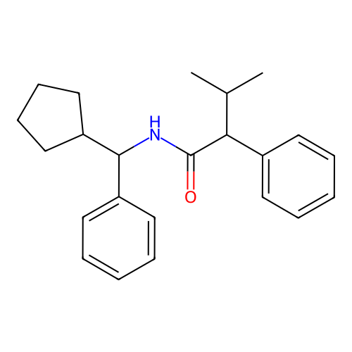 N-[cyclopentyl(phenyl)methyl]-3-methyl-2-phenylbutanamide structure