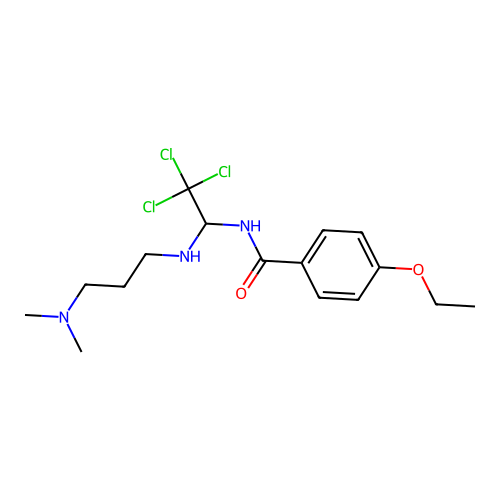 4-ethoxy-N-(2,2,2-trichloro-1-((3-(dimethylamino)propyl)amino)ethyl)benzamide structure