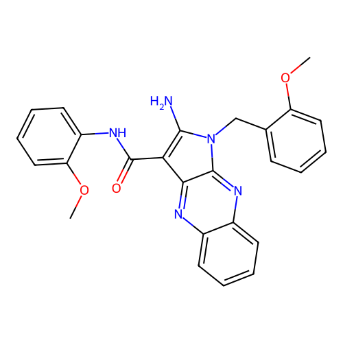 2-amino-1-(2-methoxybenzyl)-N-(2-methoxyphenyl)-1H-pyrrolo[2,3-b]quinoxaline-3-carboxamide structure