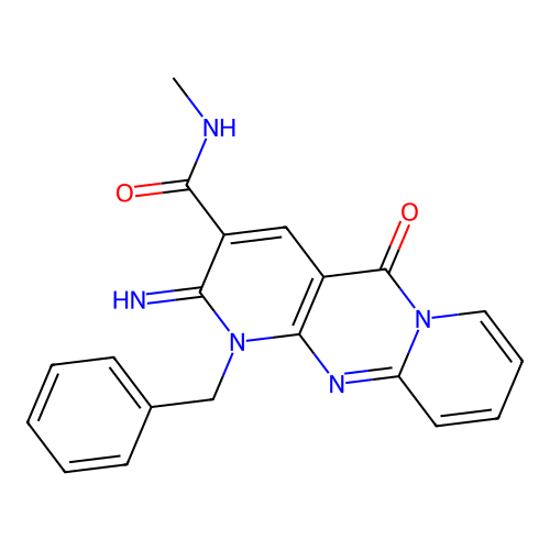 7-benzyl-6-imino-N-methyl-2-oxo-1,7,9-triazatricyclo[8.4.0.0^{3,8}]tetradeca-3(8),4,9,11,13-pentaene-5-carboxamide structure