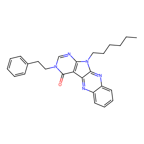 11-hexyl-3-phenethyl-3H-pyrimido[5',4':4,5]pyrrolo[2,3-b]quinoxalin-4(11H)-one structure