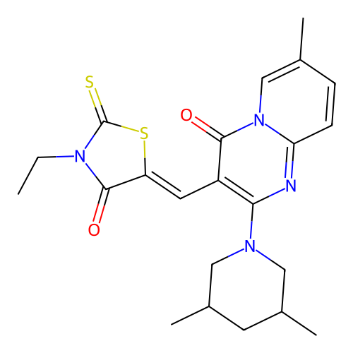 2-(3,5-dimethylpiperidin-1-yl)-3-[(Z)-(3-ethyl-4-oxo-2-thioxo-1,3-thiazolidin-5-ylidene)methyl]-7-methyl-4H-pyrido[1,2-a]pyrimidin-4-one structure