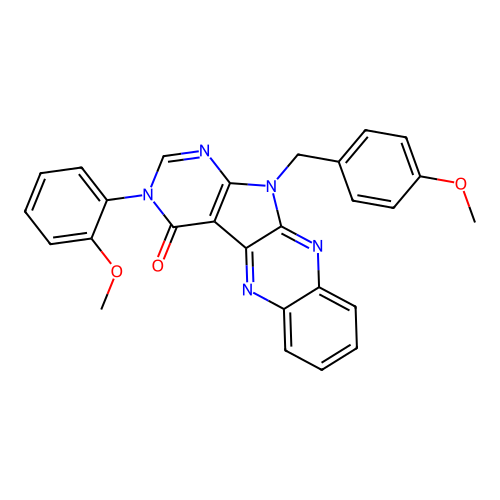 11-(4-methoxybenzyl)-3-(2-methoxyphenyl)-3,11-dihydro-4H-pyrimido[5',4':4,5]pyrrolo[2,3-b]quinoxalin-4-one structure