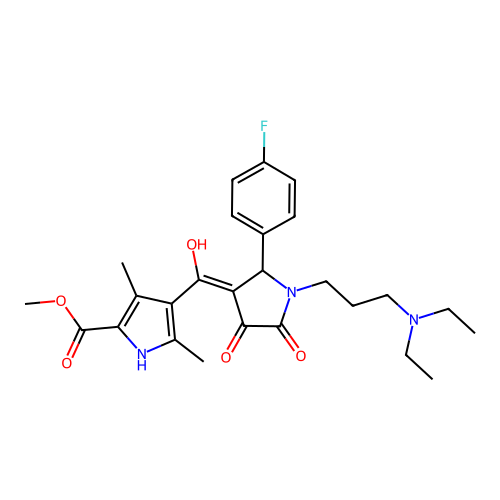 methyl 4-({1-[3-(diethylamino)propyl]-2-(4-fluorophenyl)-4-hydroxy-5-oxo(3-pyr rolin-3-yl)}carbonyl)-3,5-dimethylpyrrole-2-carboxylate structure