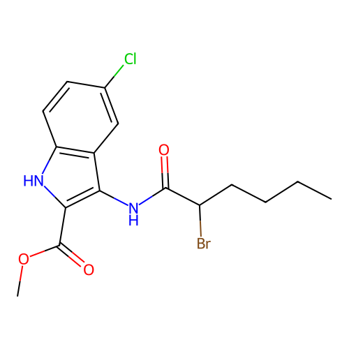methyl 3-[(2-bromohexanoyl)amino]-5-chloro-1H-indole-2-carboxylate structure