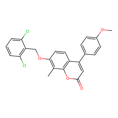 7-[(2,6-dichlorobenzyl)oxy]-4-(4-methoxyphenyl)-8-methyl-2H-chromen-2-one structure
