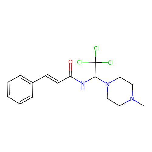 (2E)-3-phenyl-N-[2,2,2-trichloro-1-(4-methylpiperazin-1-yl)ethyl]prop-2-enamide structure