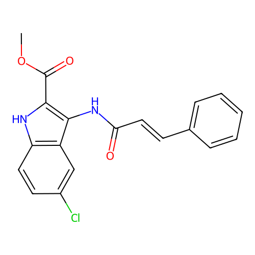 methyl 5-chloro-3-{[(2E)-3-phenylprop-2-enoyl]amino}-1H-indole-2-carboxylate structure