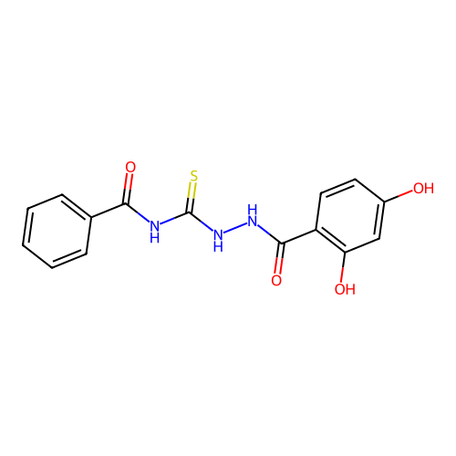 N-({2-[(2,4-dihydroxyphenyl)carbonyl]hydrazinyl}carbonothioyl)benzamide structure
