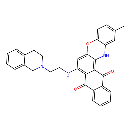 7-((2-(3,4-dihydroisoquinolin-2(1H)-yl)ethyl)amino)-2-methyl-8H-naphtho[2,3-a]phenoxazine-8,13(14H)-dione structure