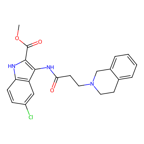Methyl 5-chloro-3-[3-(3,4-dihydro-1H-isoquinolin-2-yl)propanoylamino]-1H-indole-2-carboxylate structure