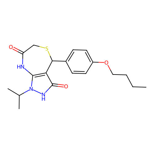 4-(4-butoxyphenyl)-1-(propan-2-yl)-4,8-dihydro-1H-pyrazolo[3,4-e][1,4]thiazepine-3,7(2H,6H)-dione structure