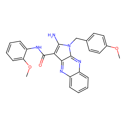 2-amino-1-(4-methoxybenzyl)-N-(2-methoxyphenyl)-1H-pyrrolo[2,3-b]quinoxaline-3-carboxamide structure