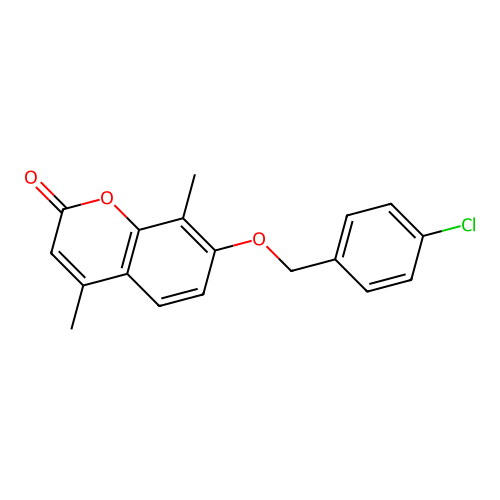 7-((4-chlorobenzyl)oxy)-4,8-dimethyl-2H-chromen-2-one structure