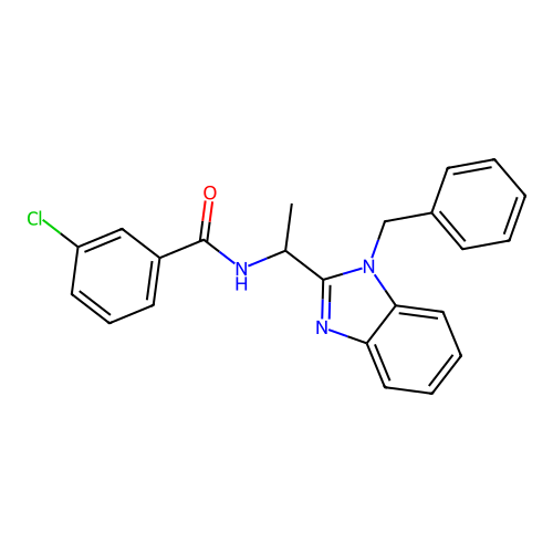 N-[1-(1-benzyl-1H-benzimidazol-2-yl)ethyl]-3-chlorobenzamide structure