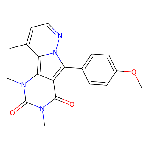 5-(4-methoxyphenyl)-1,3,10-trimethylpyrimido[4',5':3,4]pyrrolo[1,2-b]pyridazine-2,4(1H,3H)-dione structure