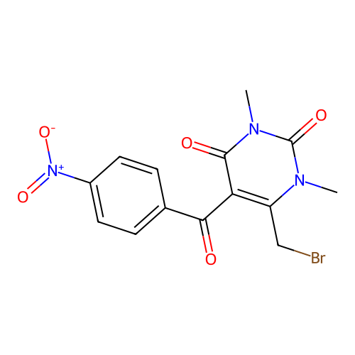 6-(Bromomethyl)-1,3-dimethyl-5-[(4-nitrophenyl)-oxomethyl]pyrimidine-2,4-dione structure