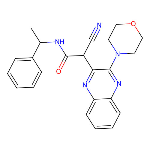 2-cyano-2-[3-(morpholin-4-yl)quinoxalin-2-yl]-N-(1-phenylethyl)acetamide structure