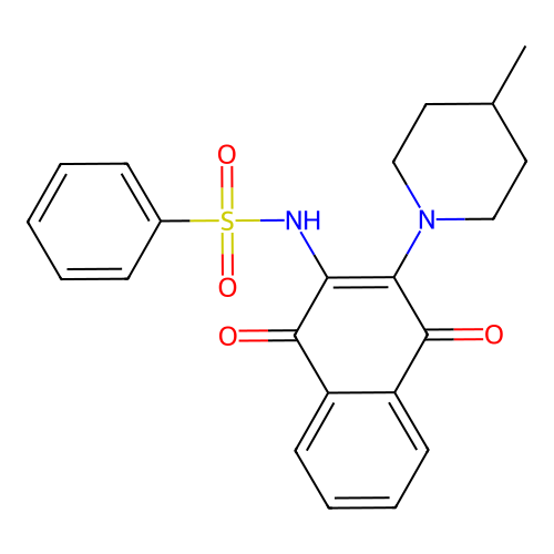 N-[3-(4-methyl-1-piperidinyl)-1,4-dioxo-2-naphthalenyl]benzenesulfonamide structure