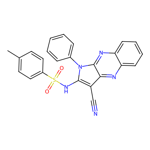 N-(3-cyano-1-phenyl-1H-pyrrolo[2,3-b]quinoxalin-2-yl)-4-methylbenzenesulfonamide structure