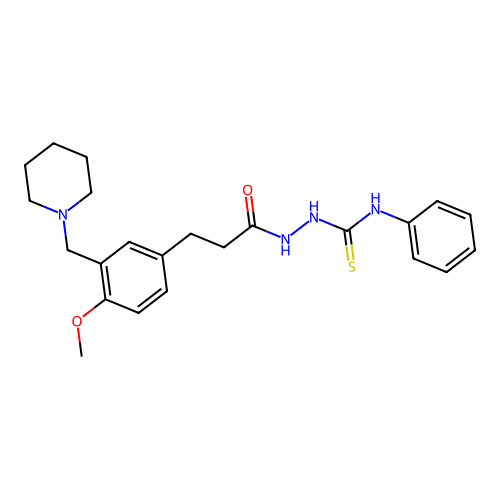 1-[3-[4-methoxy-3-(1-piperidylmethyl)phenyl]propanoylamino]-3-phenyl-thiourea structure