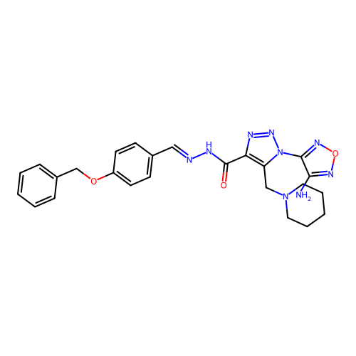 (E)-1-(4-amino-1,2,5-oxadiazol-3-yl)-N'-(4-(benzyloxy)benzylidene)-5-(piperidin-1-ylmethyl)-1H-1,2,3-triazole-4-carbohydrazide structure