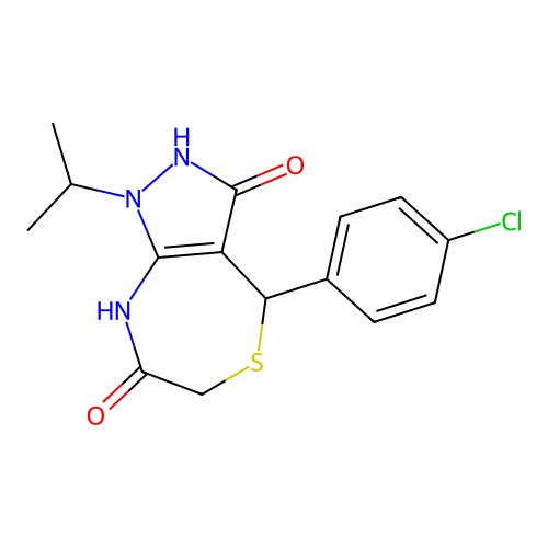 4-(4-chlorophenyl)-1-(propan-2-yl)-4,8-dihydro-1H-pyrazolo[3,4-e][1,4]thiazepine-3,7(2H,6H)-dione structure