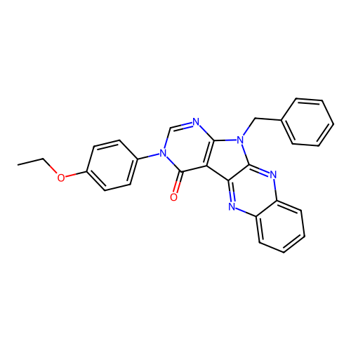 11-benzyl-3-(4-ethoxyphenyl)-3H-pyrimido[5',4':4,5]pyrrolo[2,3-b]quinoxalin-4(11H)-one structure