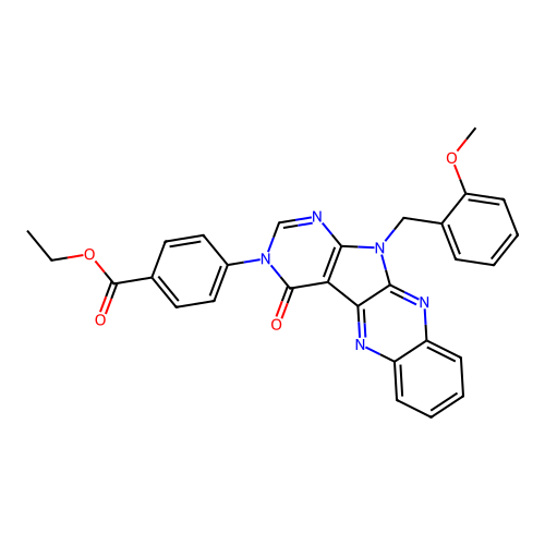 ethyl 4-(11-(2-methoxybenzyl)-4-oxo-4,11-dihydro-3H-pyrimido[5',4':4,5]pyrrolo[2,3-b]quinoxalin-3-yl)benzoate structure