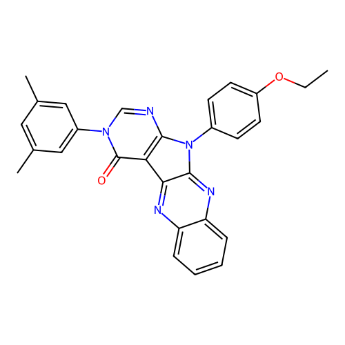 3-(3,5-dimethylphenyl)-11-(4-ethoxyphenyl)-3,11-dihydro-4H-pyrimido[5',4':4,5]pyrrolo[2,3-b]quinoxalin-4-one structure