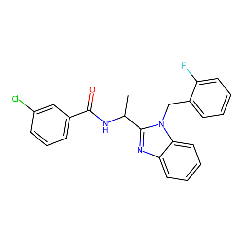3-chloro-N-{1-[1-(2-fluorobenzyl)-1H-benzimidazol-2-yl]ethyl}benzamide structure