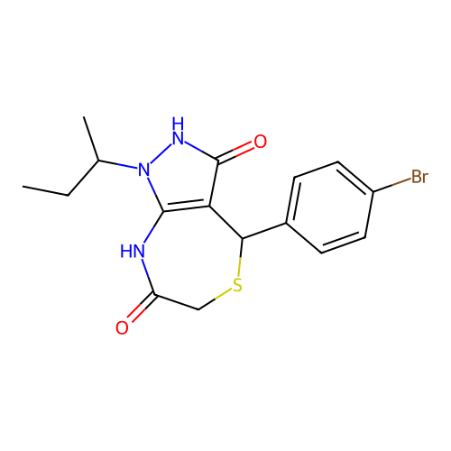 4-(4-bromophenyl)-1-butan-2-yl-4,8-dihydro-2H-pyrazolo[3,4-e][1,4]thiazepine-3,7-dione structure