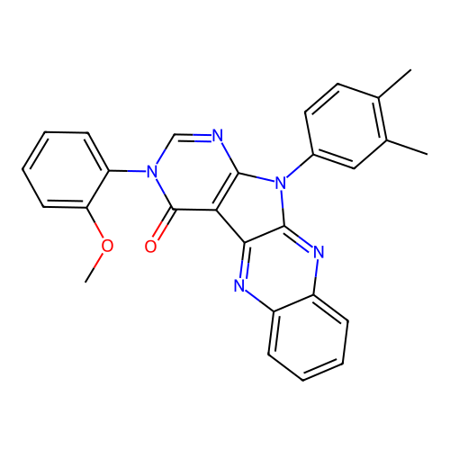 11-(3,4-Dimethyl-phenyl)-3-(2-methoxy-phenyl)-3,11-dihydro-1,3,5,10,11-pentaaza-benzo[b]fluoren-4-one structure