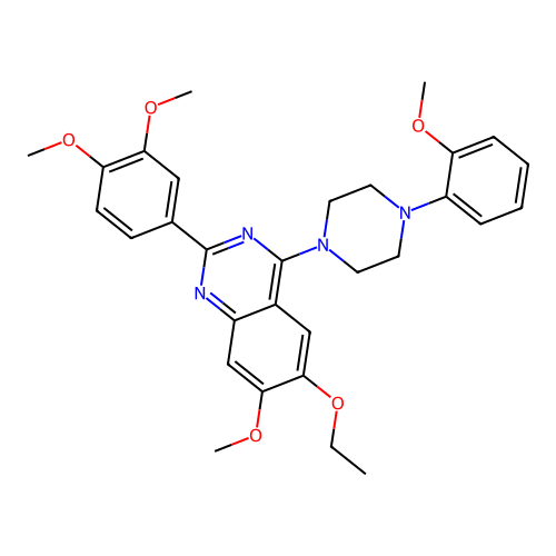 2-(3,4-dimethoxyphenyl)-6-ethoxy-7-methoxy-4-[4-(2-methoxyphenyl)piperazin-1-yl]quinazoline structure