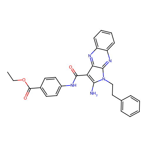 ethyl 4-(2-amino-1-phenethyl-1H-pyrrolo[2,3-b]quinoxaline-3-carboxamido)benzoate structure