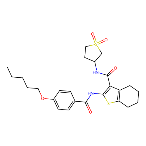 N-(1,1-dioxidotetrahydrothiophen-3-yl)-2-({[4-(pentyloxy)phenyl]carbonyl}amino)-4,5,6,7-tetrahydro-1-benzothiophene-3-carboxamide structure