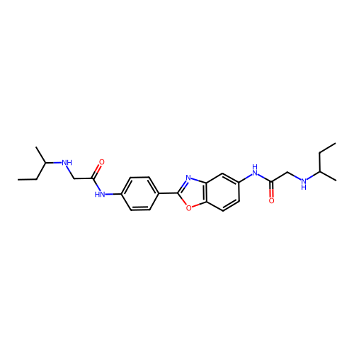2-(butan-2-ylamino)-N-[4-[5-[[2-(butan-2-ylamino)acetyl]amino]-1,3-benzoxazol-2-yl]phenyl]acetamide structure